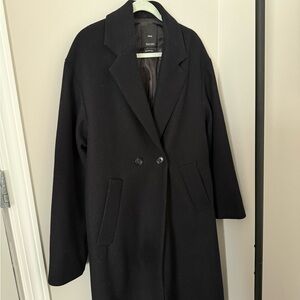 Mango Classic Black Overcoat